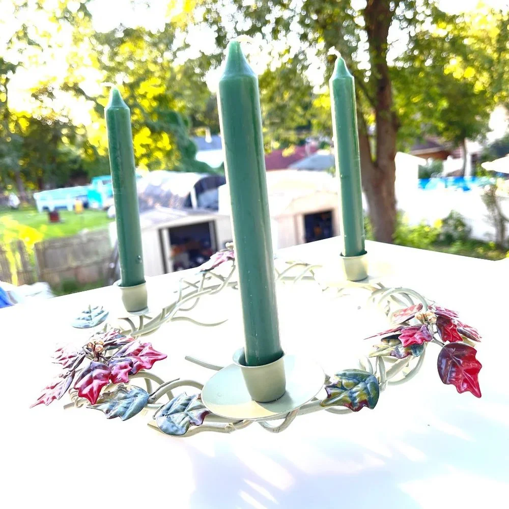 Vintage Metal Candle Holder Holiday Decor‎ 12.5in